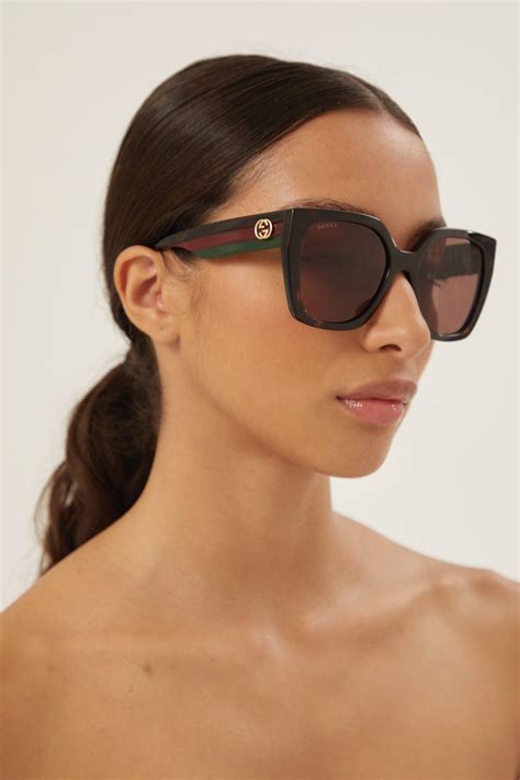 gucci havana shield sunglasses|Gucci brown havana oversized sunglasses.